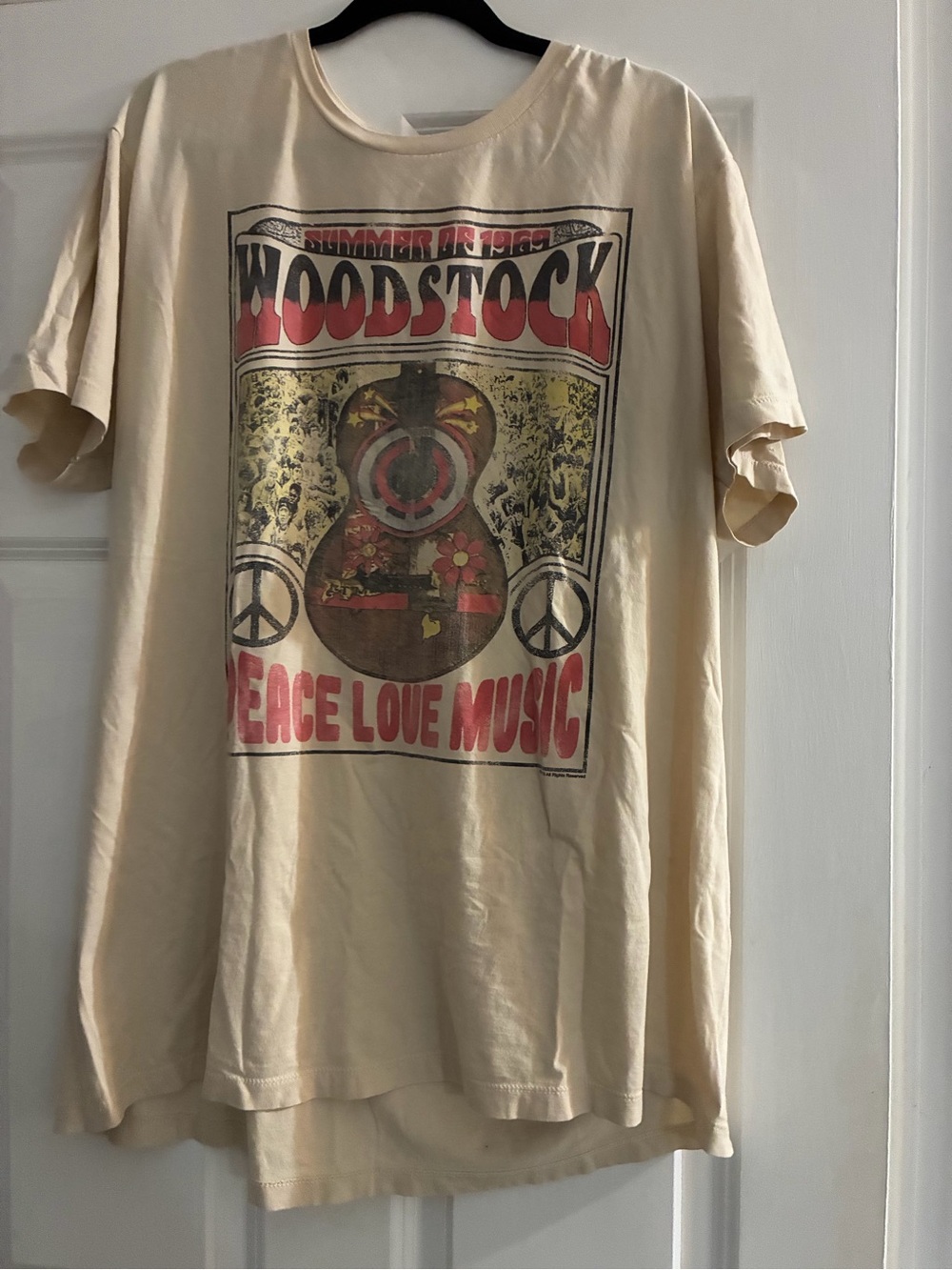Woodstock Peace Love Music Graphic Tee - Cream